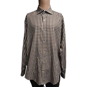 Johnston&Murphy Men's Brown/White Long Sleeve Blouse Size L 1951